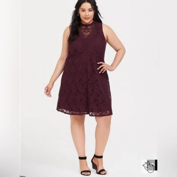 Torrid‎ Burgundy Mini Lace Trapeze Dress Size 3XL - Picture 1 of 11